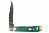 Pocket Knife With Chrysocolla & Malachite Inlays & Matching Base #327604-3
